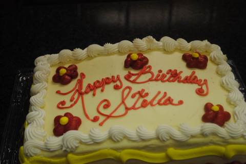 Happy Birthday Stella Cake And Flower  Greet Name