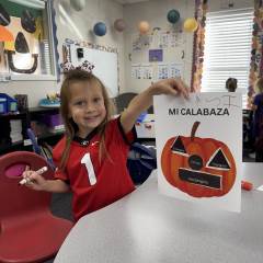 Pre-K Makes Pumpkin Faces with Spanish Shapes